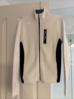 Ralph Lauren White Teddy Jacket with Black Side Panels
